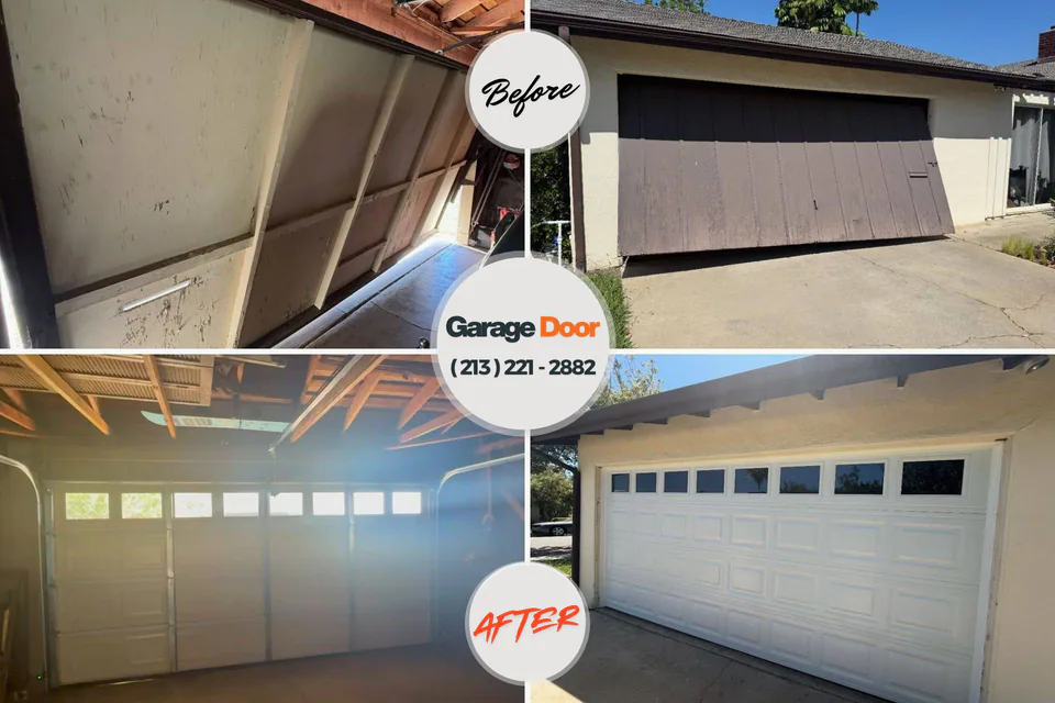 Before and after: Garage Door Installation & Replacement Mount Vernon, MD